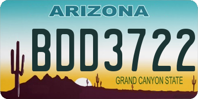 AZ license plate BDD3722