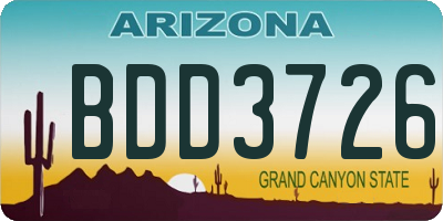 AZ license plate BDD3726
