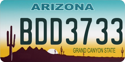 AZ license plate BDD3733