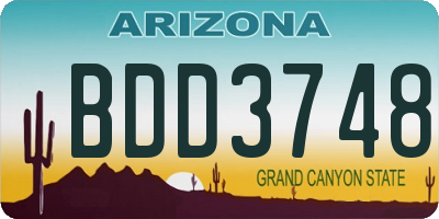 AZ license plate BDD3748