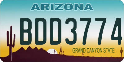 AZ license plate BDD3774