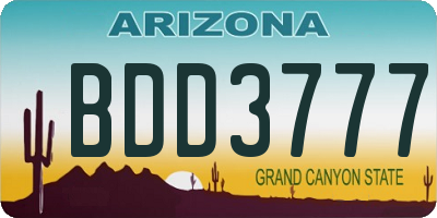 AZ license plate BDD3777
