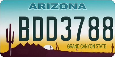AZ license plate BDD3788