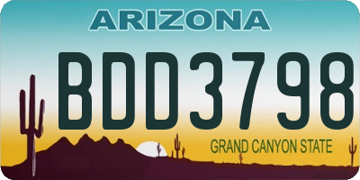 AZ license plate BDD3798