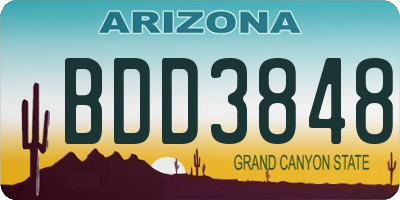 AZ license plate BDD3848