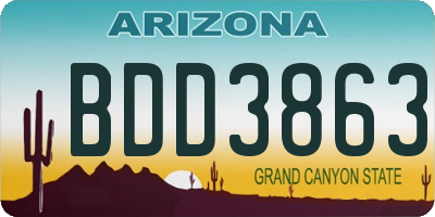 AZ license plate BDD3863