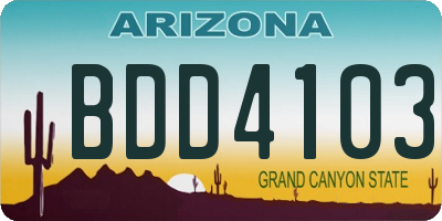 AZ license plate BDD4103