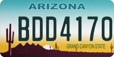 AZ license plate BDD4170