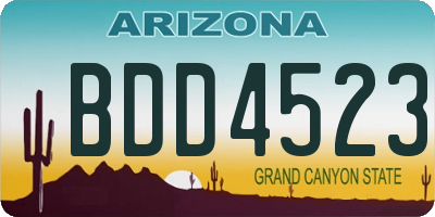 AZ license plate BDD4523