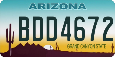 AZ license plate BDD4672