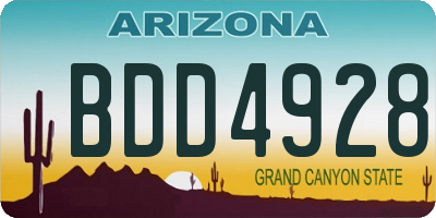 AZ license plate BDD4928