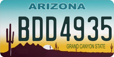 AZ license plate BDD4935