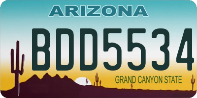 AZ license plate BDD5534