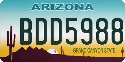 AZ license plate BDD5988