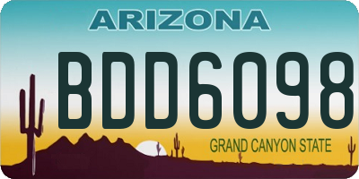AZ license plate BDD6098