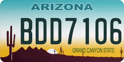 AZ license plate BDD7106