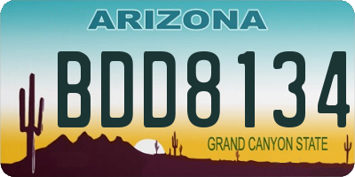 AZ license plate BDD8134
