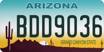 AZ license plate BDD9036