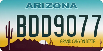 AZ license plate BDD9077
