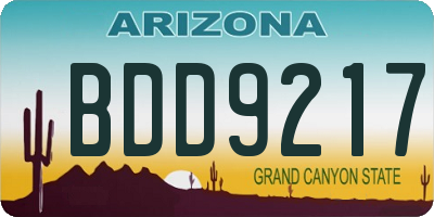 AZ license plate BDD9217