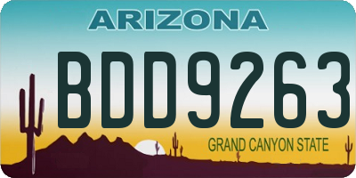 AZ license plate BDD9263