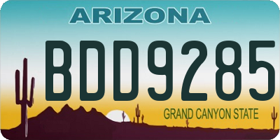 AZ license plate BDD9285