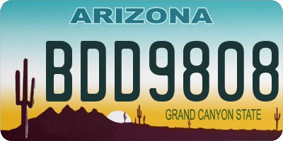 AZ license plate BDD9808
