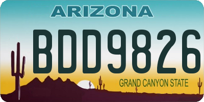 AZ license plate BDD9826