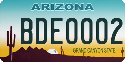 AZ license plate BDE0002