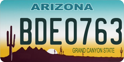 AZ license plate BDE0763