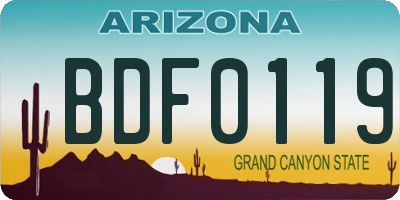 AZ license plate BDF0119