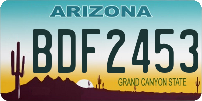 AZ license plate BDF2453