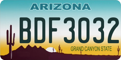 AZ license plate BDF3032