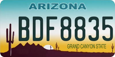 AZ license plate BDF8835