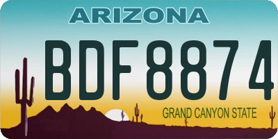 AZ license plate BDF8874