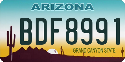 AZ license plate BDF8991