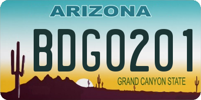 AZ license plate BDG0201