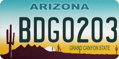 AZ license plate BDG0203