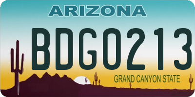 AZ license plate BDG0213