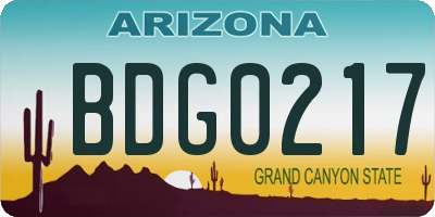 AZ license plate BDG0217