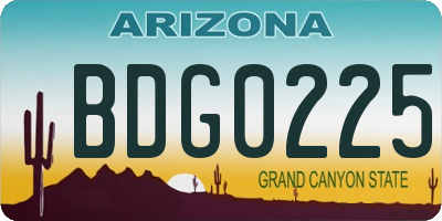 AZ license plate BDG0225