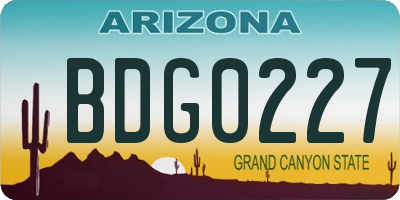 AZ license plate BDG0227