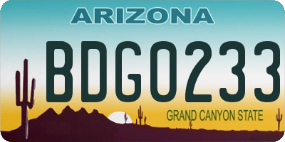 AZ license plate BDG0233