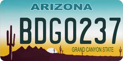 AZ license plate BDG0237