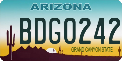 AZ license plate BDG0242