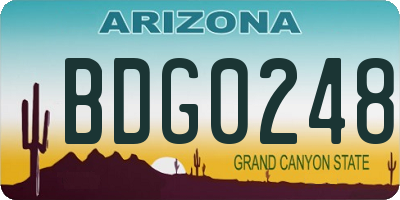 AZ license plate BDG0248