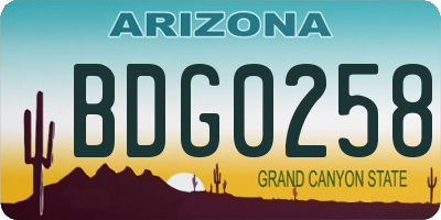 AZ license plate BDG0258