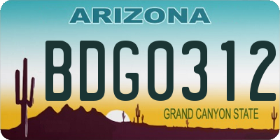 AZ license plate BDG0312