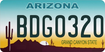 AZ license plate BDG0320