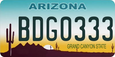 AZ license plate BDG0333